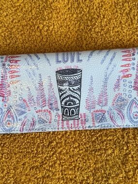 Papaya White Printed Wallet with Pink & Purple Folk Art Design